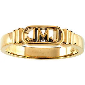 10k Yellow Gold Jesus, Mary and Joseph Ring Men's Size 8