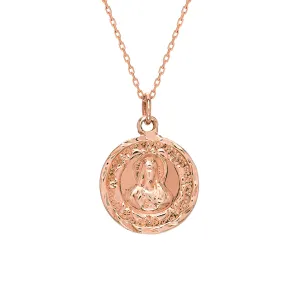 14K Gold Virgin Mary Miraculous Medal Double Sided Charm Necklace