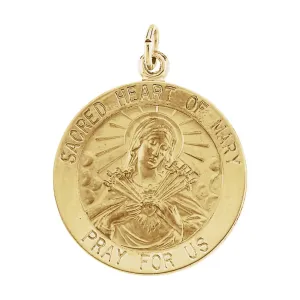14k Yellow Gold 18.5mm Sacred Heart of Mary Medal