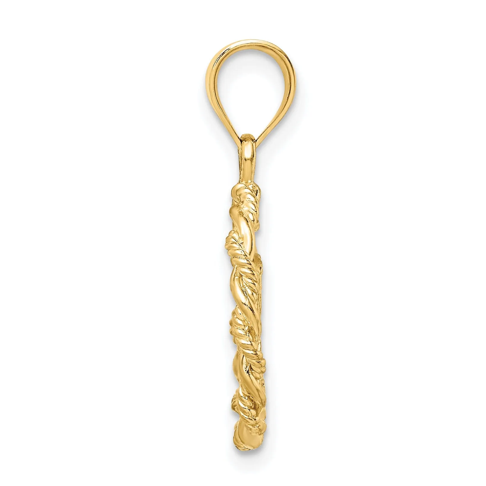 14k Yellow Gold Brushed and Polished Diamond-cut Virgin Mary Pendant