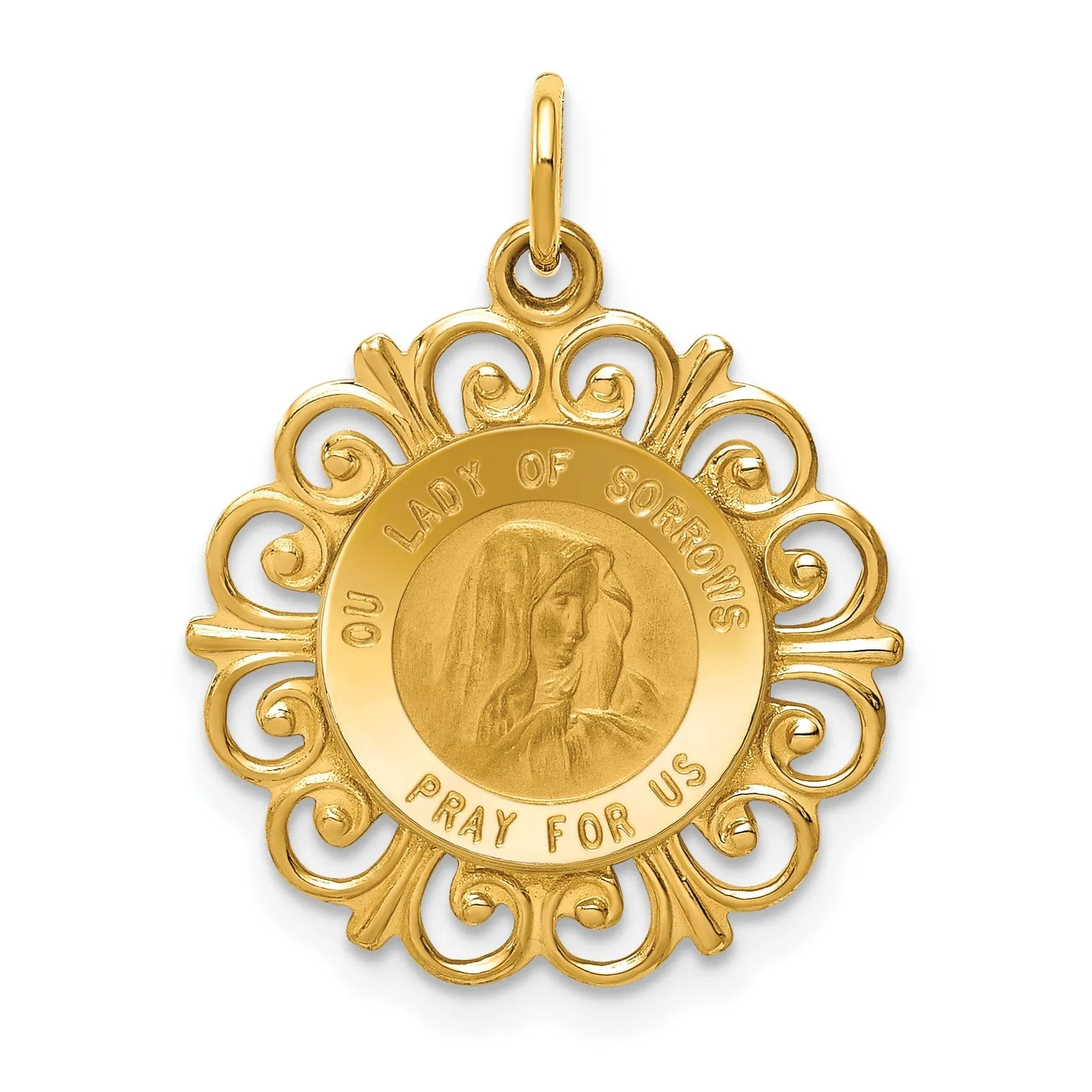 14k Yellow Gold Our Lady of Sorrows Medal