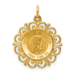 14k Yellow Gold Our Lady of Sorrows Medal