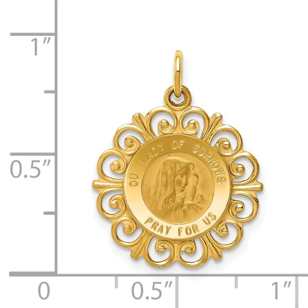 14k Yellow Gold Our Lady of Sorrows Medal