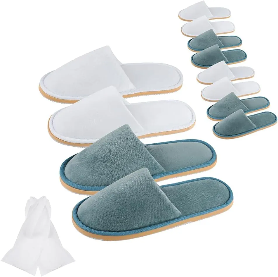 2-6 Pairs Spa Slippers, Indoor Slippers, Disposable Slippers for Guests, Washable & Non Slip Reusable House Slippers for Women Men Bedroom, Hotel, Travel,Wedding (Thick Soft)