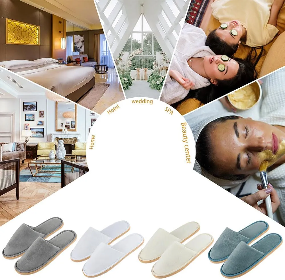 2-6 Pairs Spa Slippers, Indoor Slippers, Disposable Slippers for Guests, Washable & Non Slip Reusable House Slippers for Women Men Bedroom, Hotel, Travel,Wedding (Thick Soft)