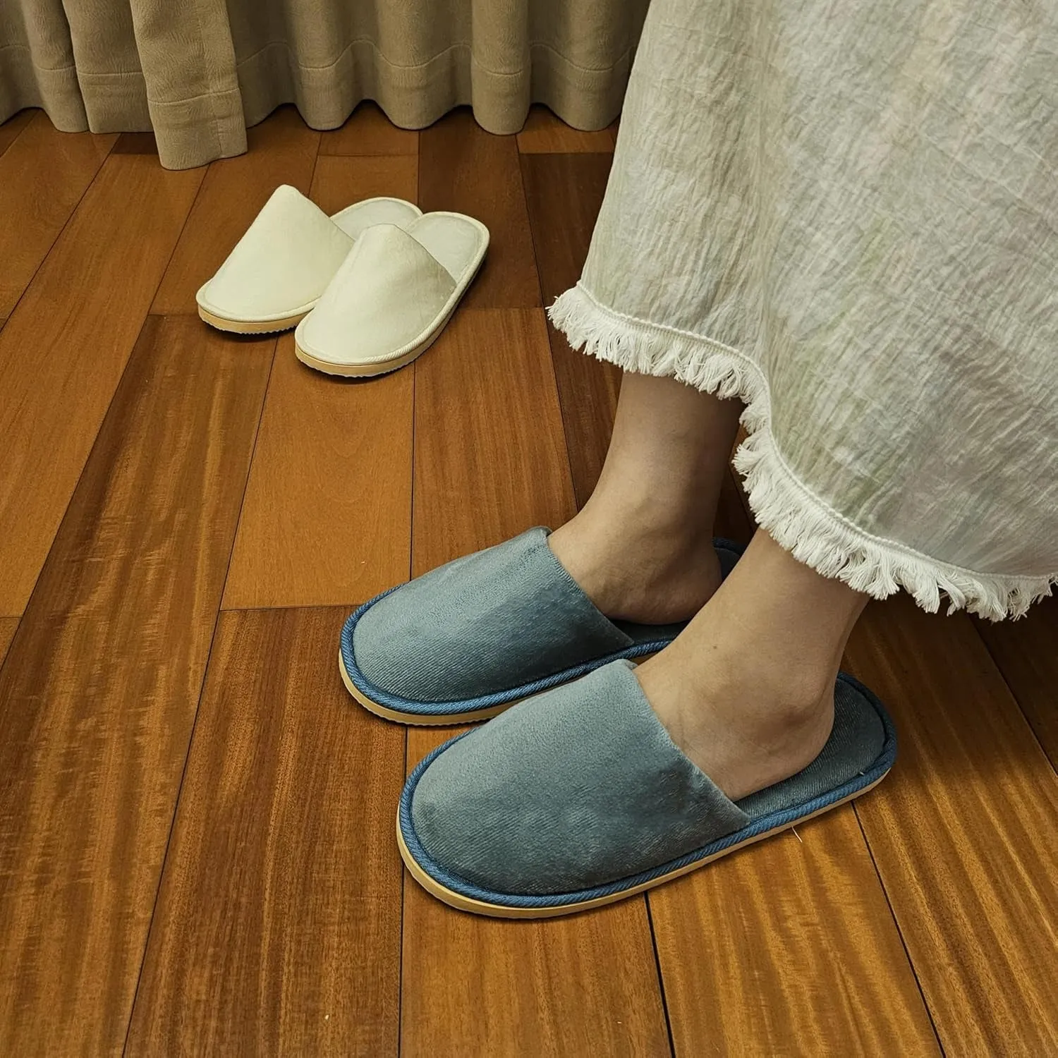 2-6 Pairs Spa Slippers, Indoor Slippers, Disposable Slippers for Guests, Washable & Non Slip Reusable House Slippers for Women Men Bedroom, Hotel, Travel,Wedding (Thick Soft)