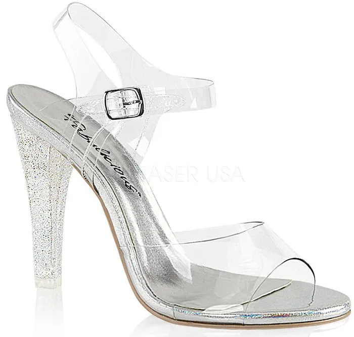 4 1/2" Heel Ankle Strap Sandal (CLEARLY-408MG Final Sale)