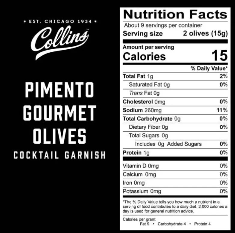 4.5 oz. Pimento Cocktail Olives