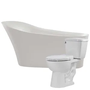 Anzzi Maple 67 in. Acrylic Soaking Bathtub with Cavalier 2-piece 1.28 GPF Single Flush Toilet