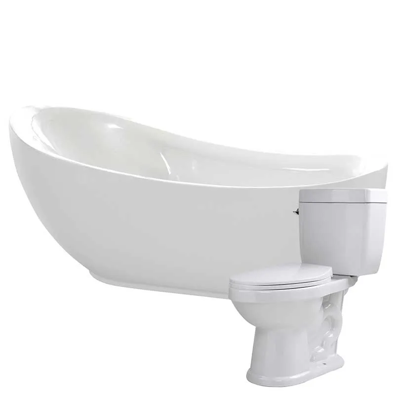 Anzzi Talyah 71 in. Acrylic Soaking Bathtub with Kame 2-piece 1.28 GPF Single Flush Toilet