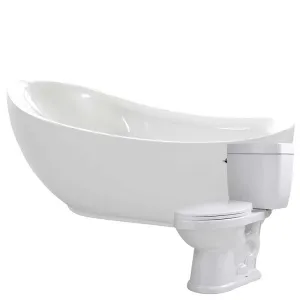 Anzzi Talyah 71 in. Acrylic Soaking Bathtub with Kame 2-piece 1.28 GPF Single Flush Toilet