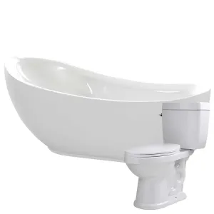 Anzzi Talyah 71 in. Acrylic Soaking Bathtub with Talos 2-piece 1.6 GPF Single Flush Toilet