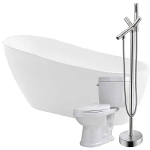 Anzzi Trend 67 in. Acrylic Flatbottom Non-Whirlpool Bathtub with Havasu Faucet and Talos 1.6 GPF Toilet
