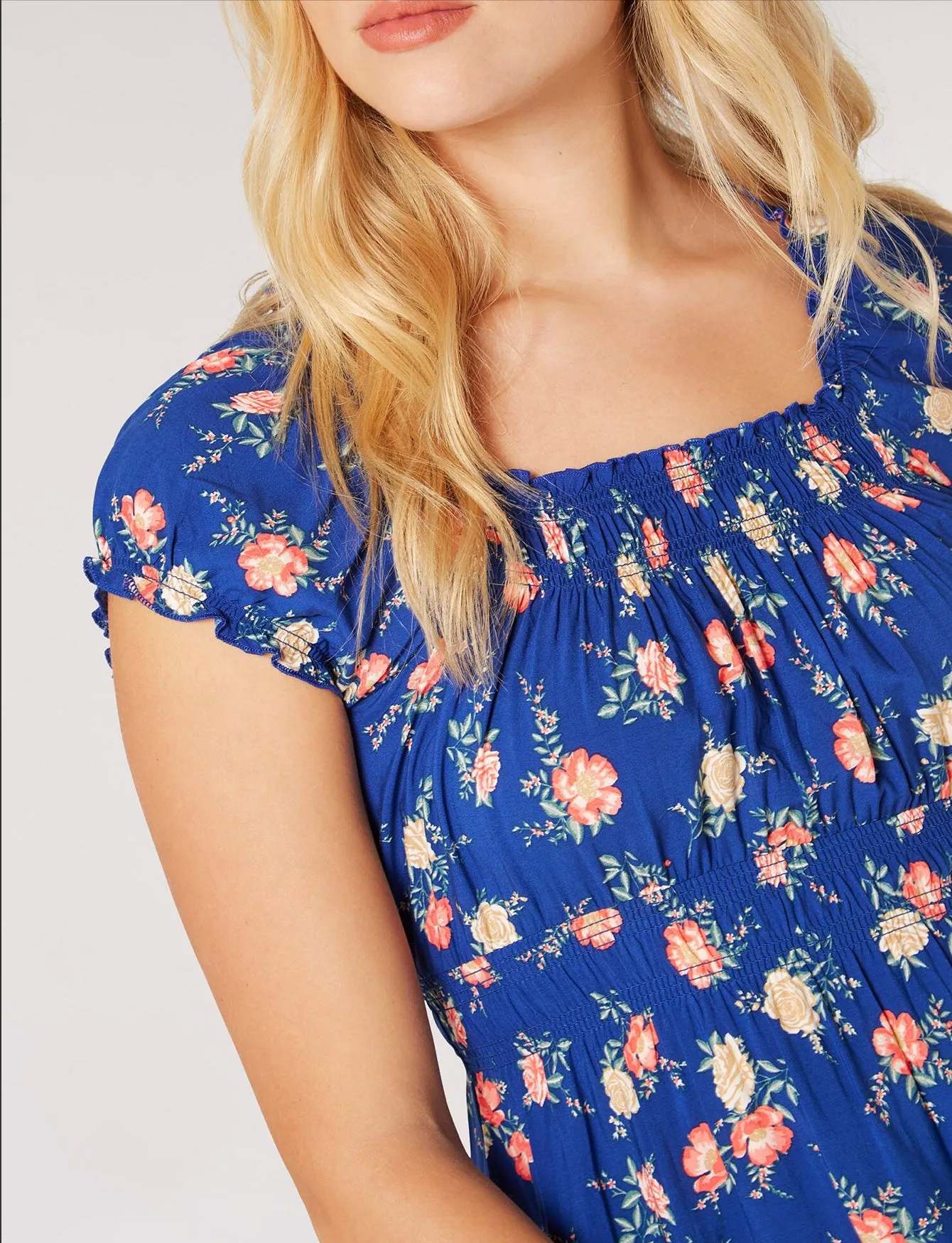 Apricot Vintage Rose Milkmaid Midi