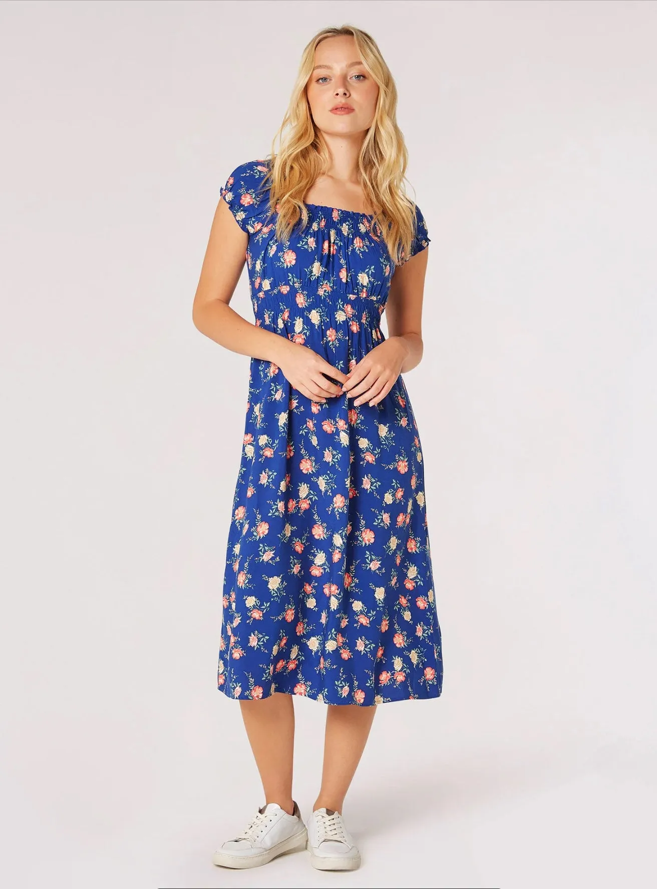 Apricot Vintage Rose Milkmaid Midi