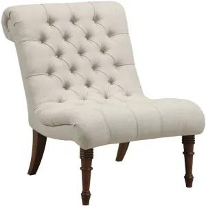 Archie Armless Tufted Back Accent Chair in Oatmeal