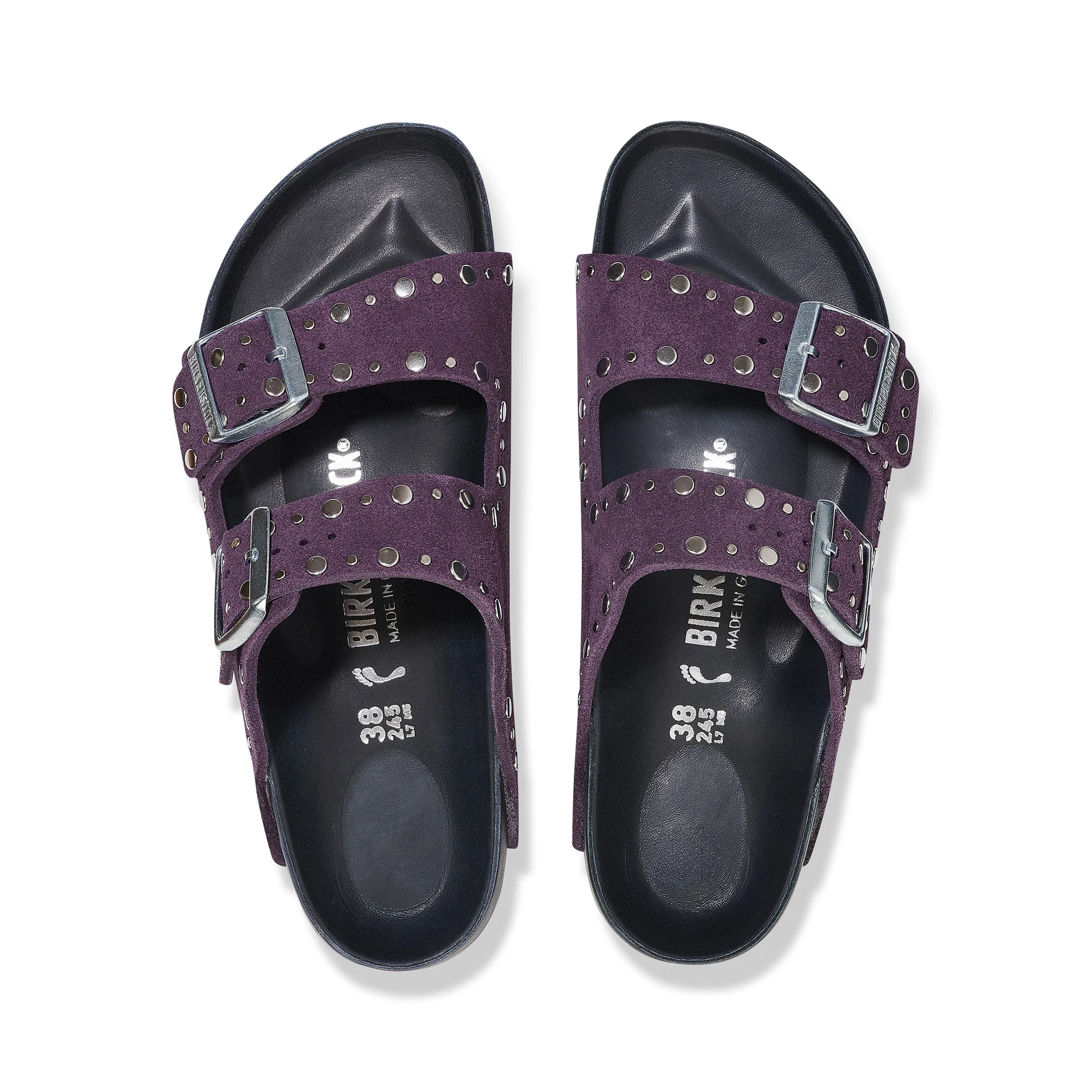 Arizona Exquisite Rivets Acai Suede Leather