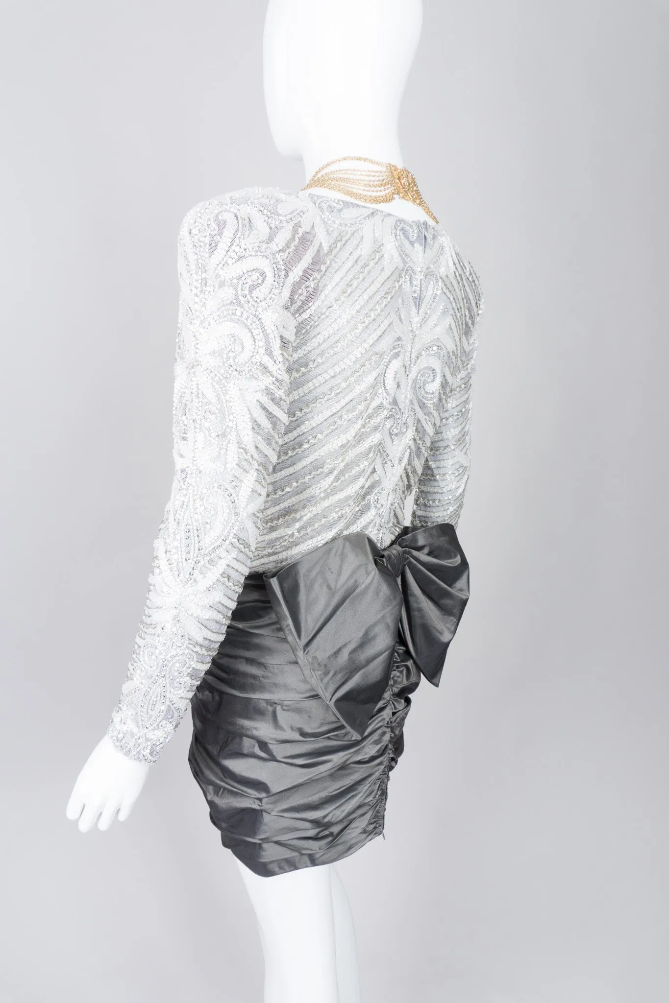 Beaded Bow Back Mini Dress