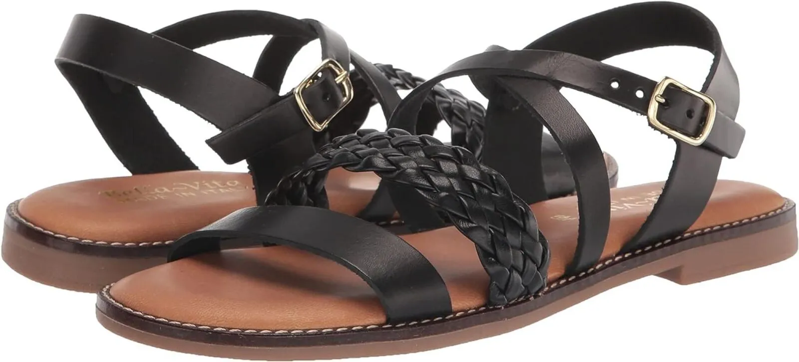Bella Vita Made in Italy Women's Ala-Italy Flat Sandal ALAIT Black Leather 8.5M