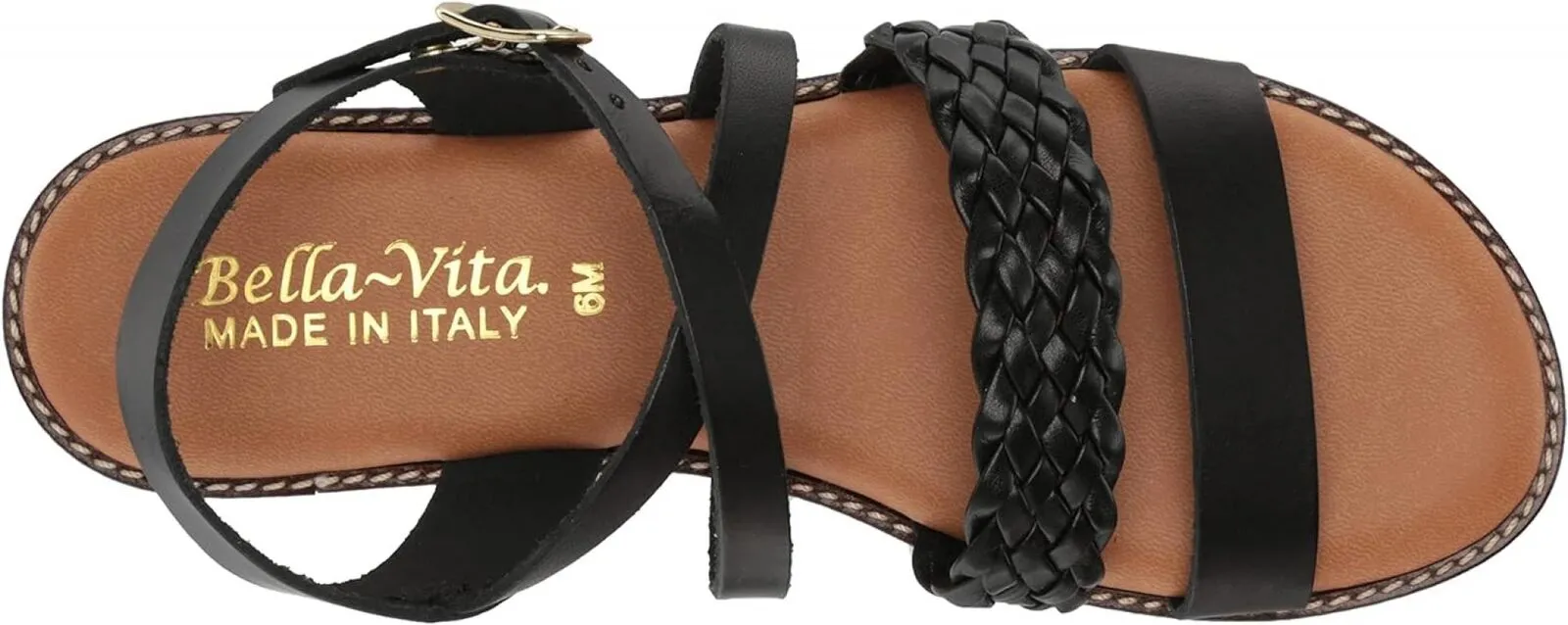 Bella Vita Made in Italy Women's Ala-Italy Flat Sandal ALAIT Black Leather 8.5M