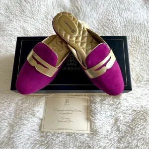 Birdies Loafer NEW IN BOX Slippers Phoebe Velvet Slip On Berry Gold Size 6.5