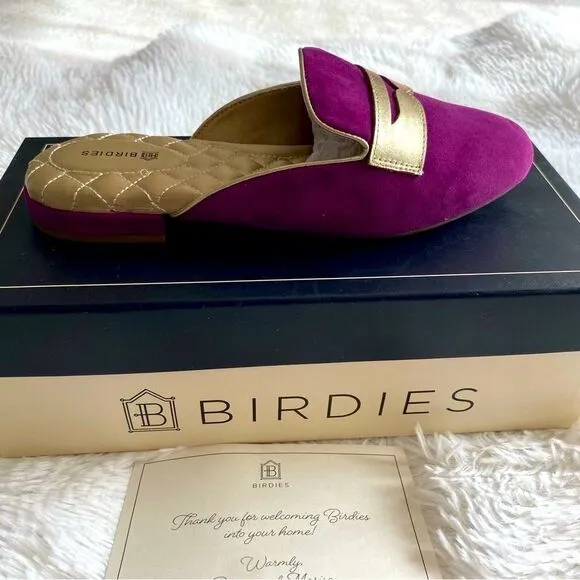 Birdies Loafer NEW IN BOX Slippers Phoebe Velvet Slip On Berry Gold Size 6.5