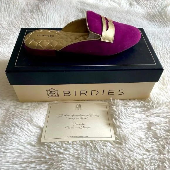 Birdies Loafer NEW IN BOX Slippers Phoebe Velvet Slip On Berry Gold Size 6.5