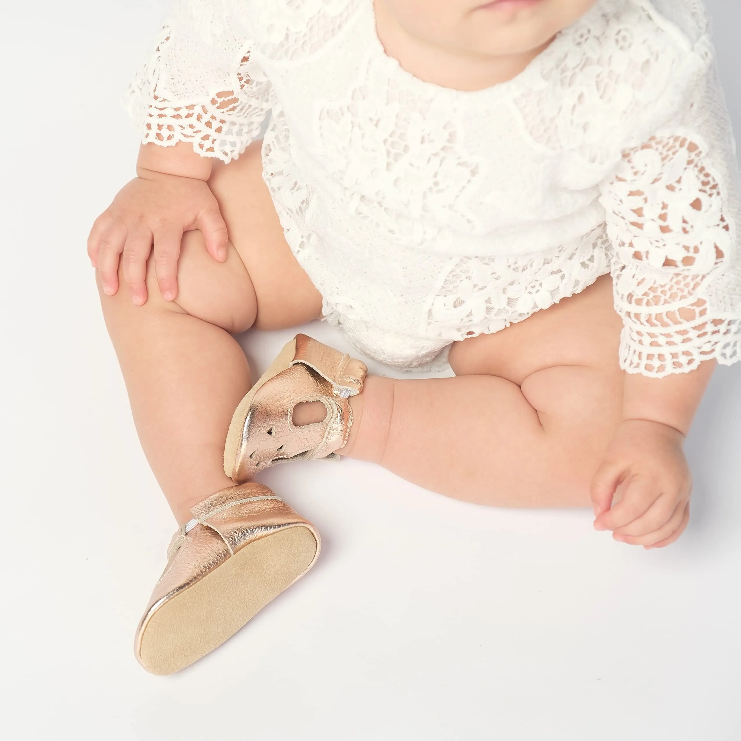 BirdRock Baby Mary Jane Moccasins - Genuine Leather Soft Sole Baby Girl Shoes for Newborns, Infants, Babies, and Toddlers (Pearl White, US 4)