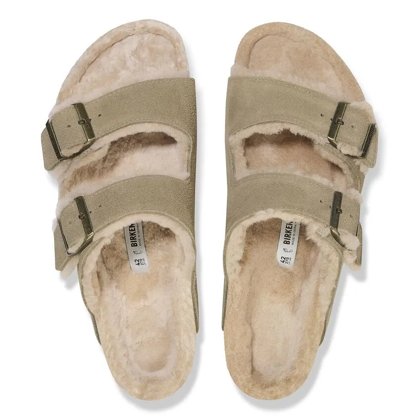 Birkenstock Arizona NF Shearling Suede Leather Taupe