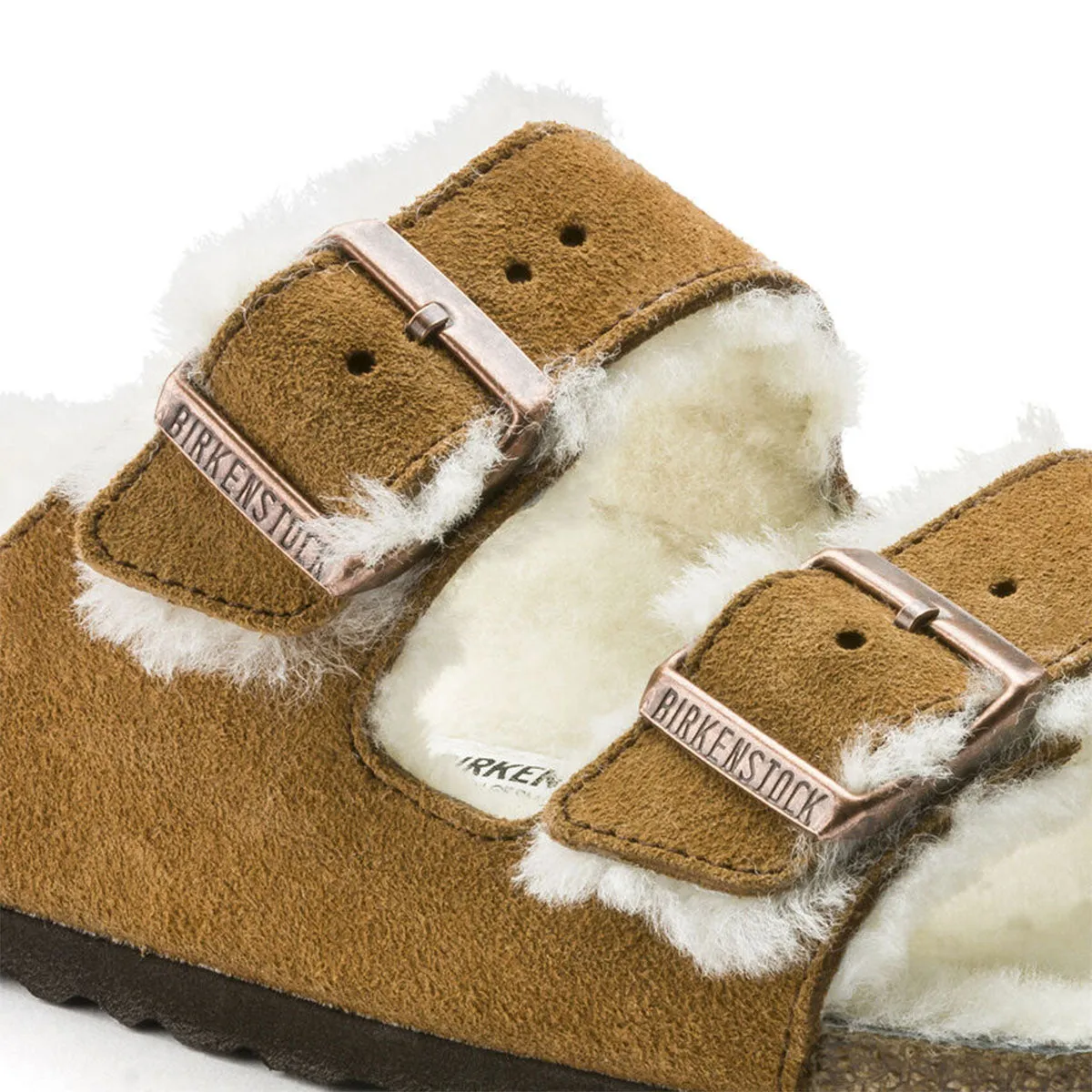 Birkenstock Arizona Shearling Suede Leather Narrow Fit Mink
