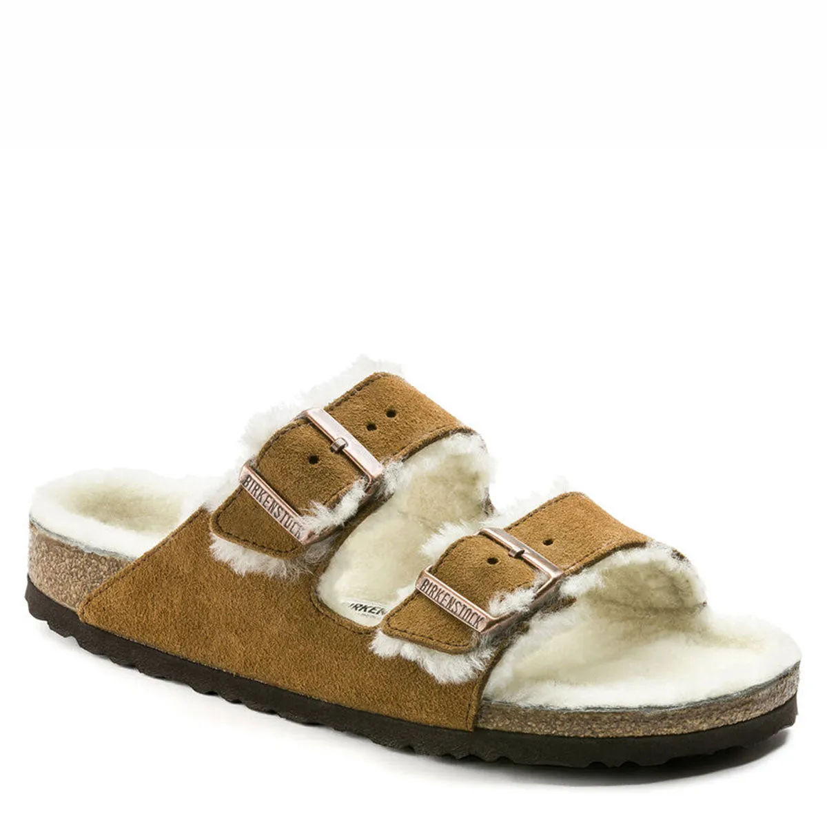 Birkenstock Arizona Shearling Suede Leather Narrow Fit Mink