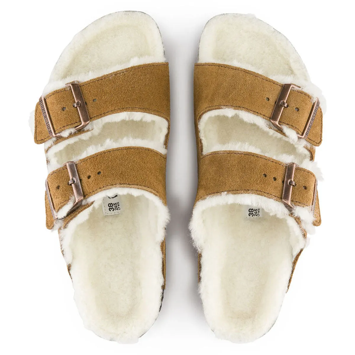 Birkenstock Arizona Shearling Suede Leather Narrow Fit Mink