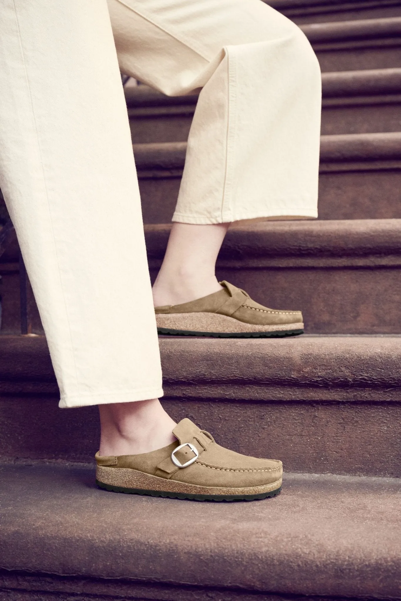 Birkenstock Buckley Clog - Gray Taupe Suede Leather | Comfortable Cork Footbed