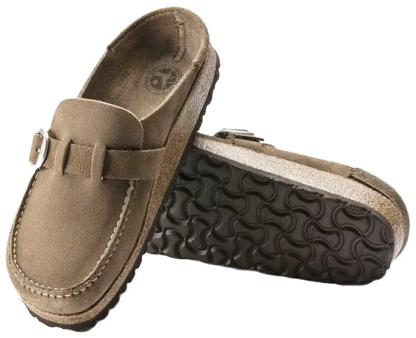 Birkenstock Buckley Clog - Gray Taupe Suede Leather | Comfortable Cork Footbed