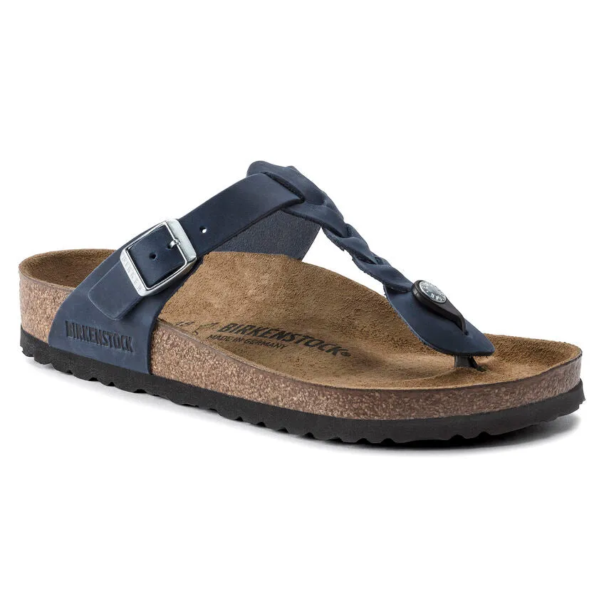 Birkenstock Gizeh Braided Oiled Leather in Biscay Bay & Navy