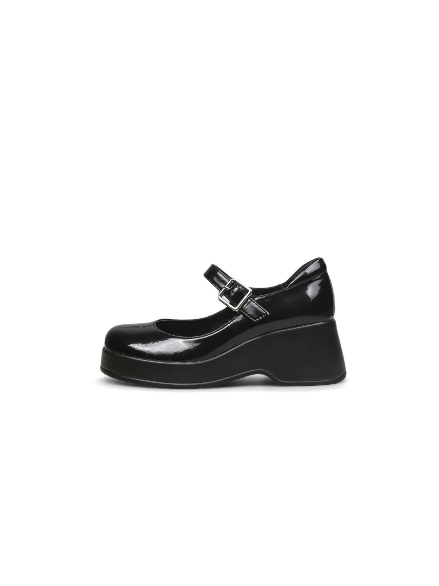 Black Glossy Leather Mary Jane