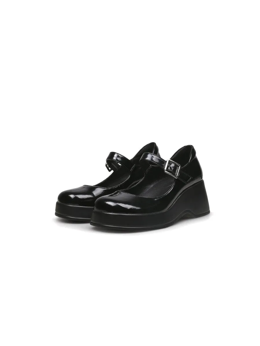 Black Glossy Leather Mary Jane