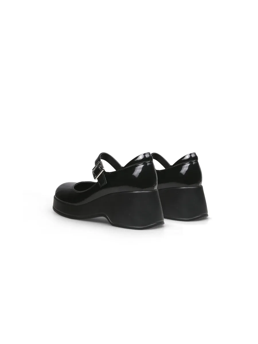 Black Glossy Leather Mary Jane