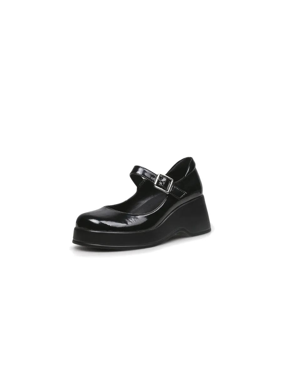 Black Glossy Leather Mary Jane
