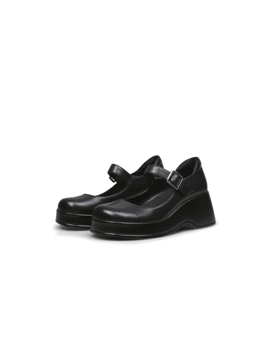 Black Matte Leather Mary Jane