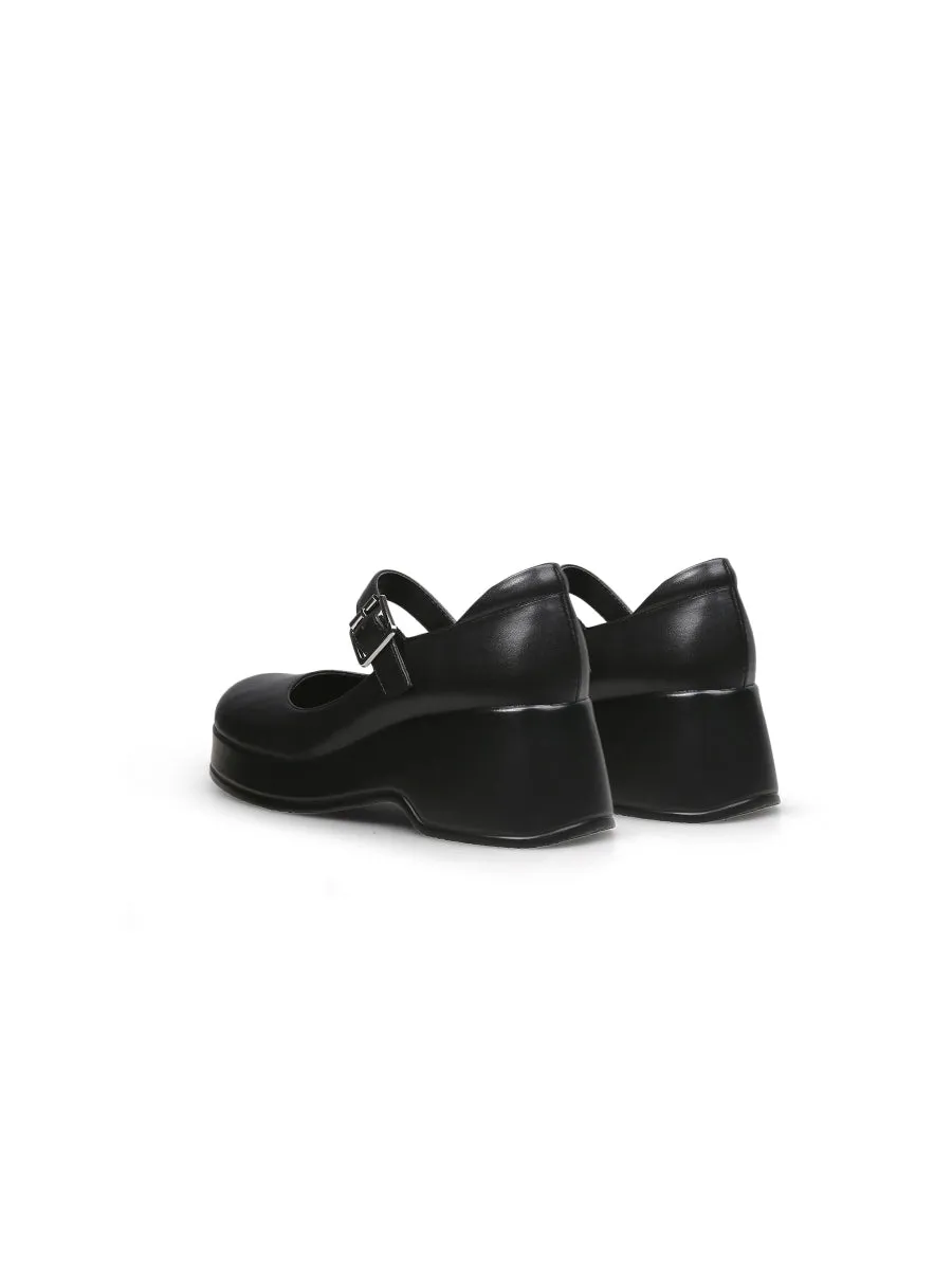 Black Matte Leather Mary Jane