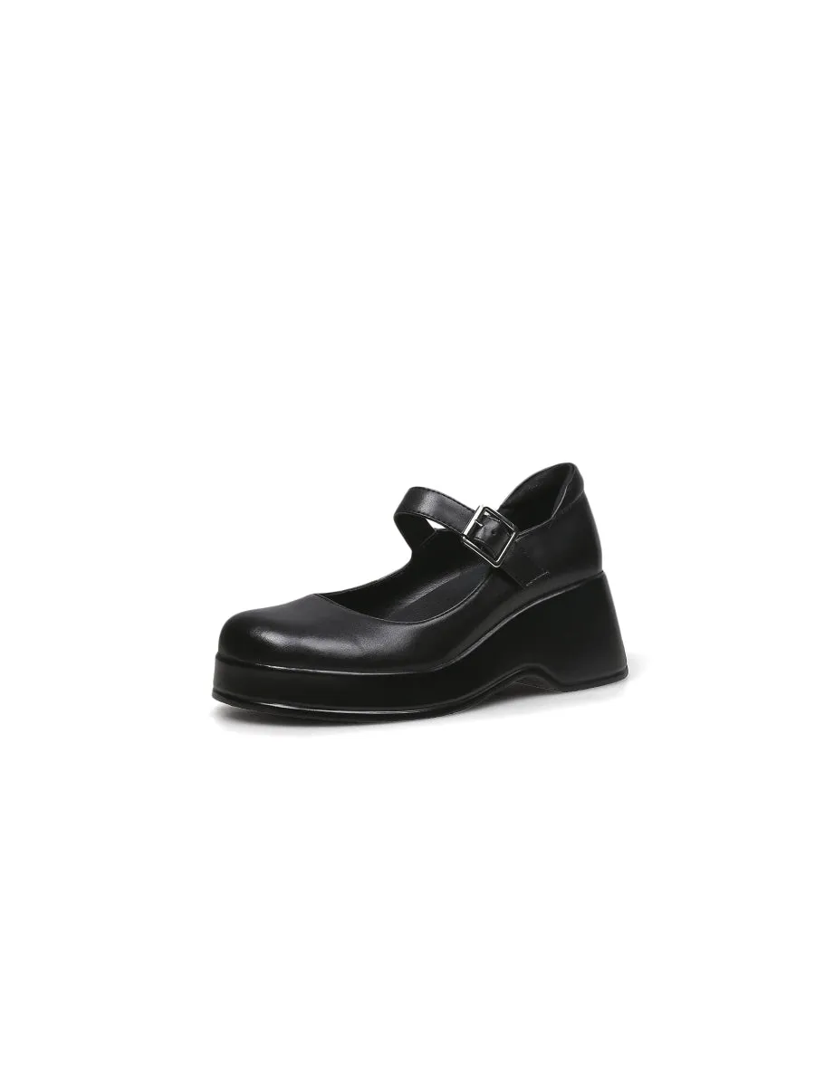 Black Matte Leather Mary Jane