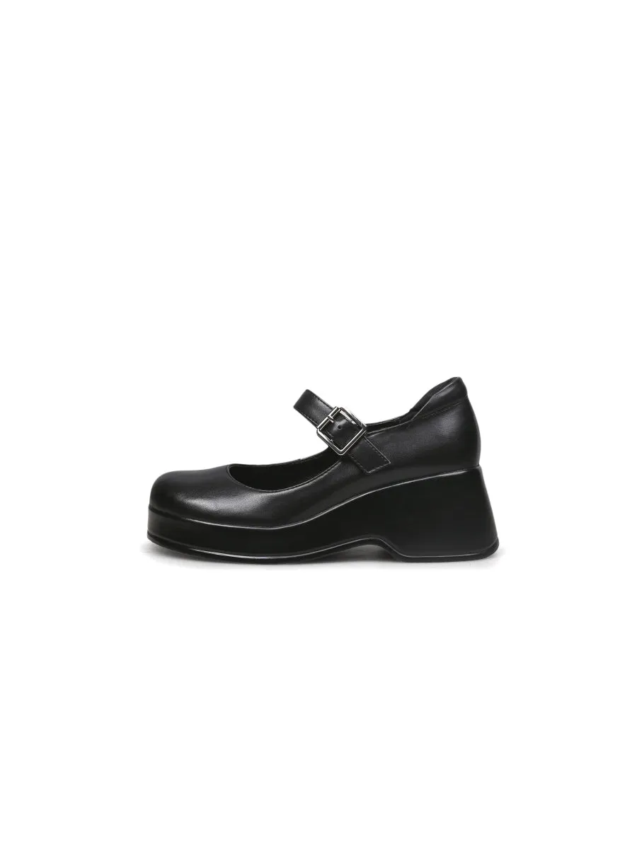Black Matte Leather Mary Jane