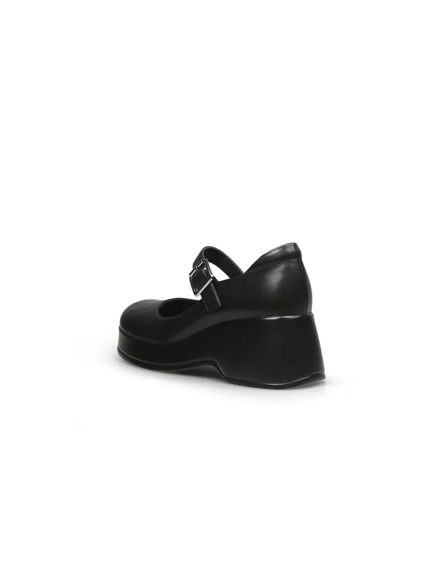 Black Matte Leather Mary Jane
