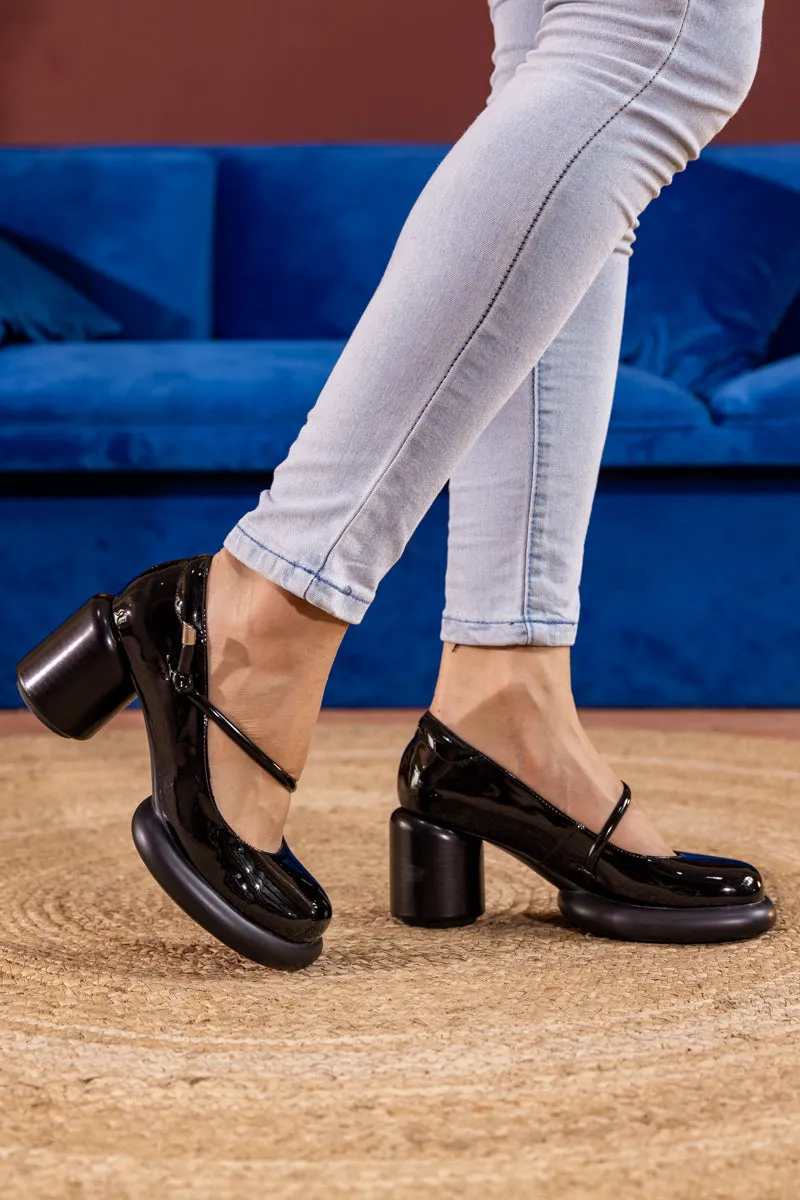 Blaine Block Leather Heel Mary Jane - Black