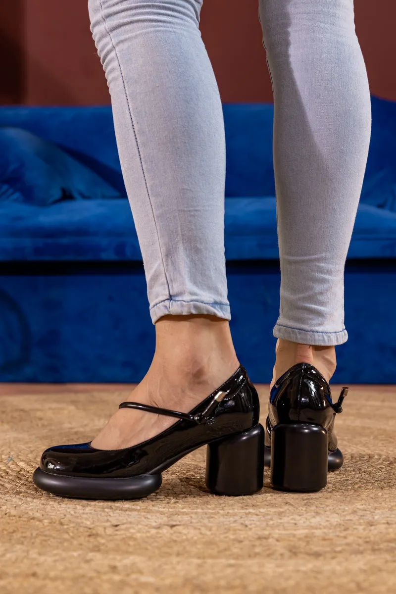 Blaine Block Leather Heel Mary Jane - Black