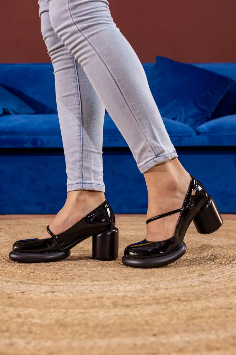 Blaine Block Leather Heel Mary Jane - Black
