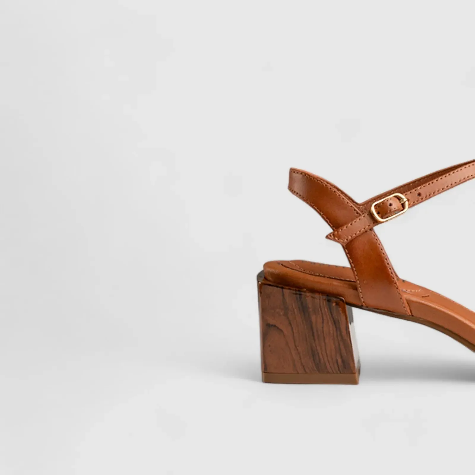 Block Heel Court Sandal Brown/Orange 10804