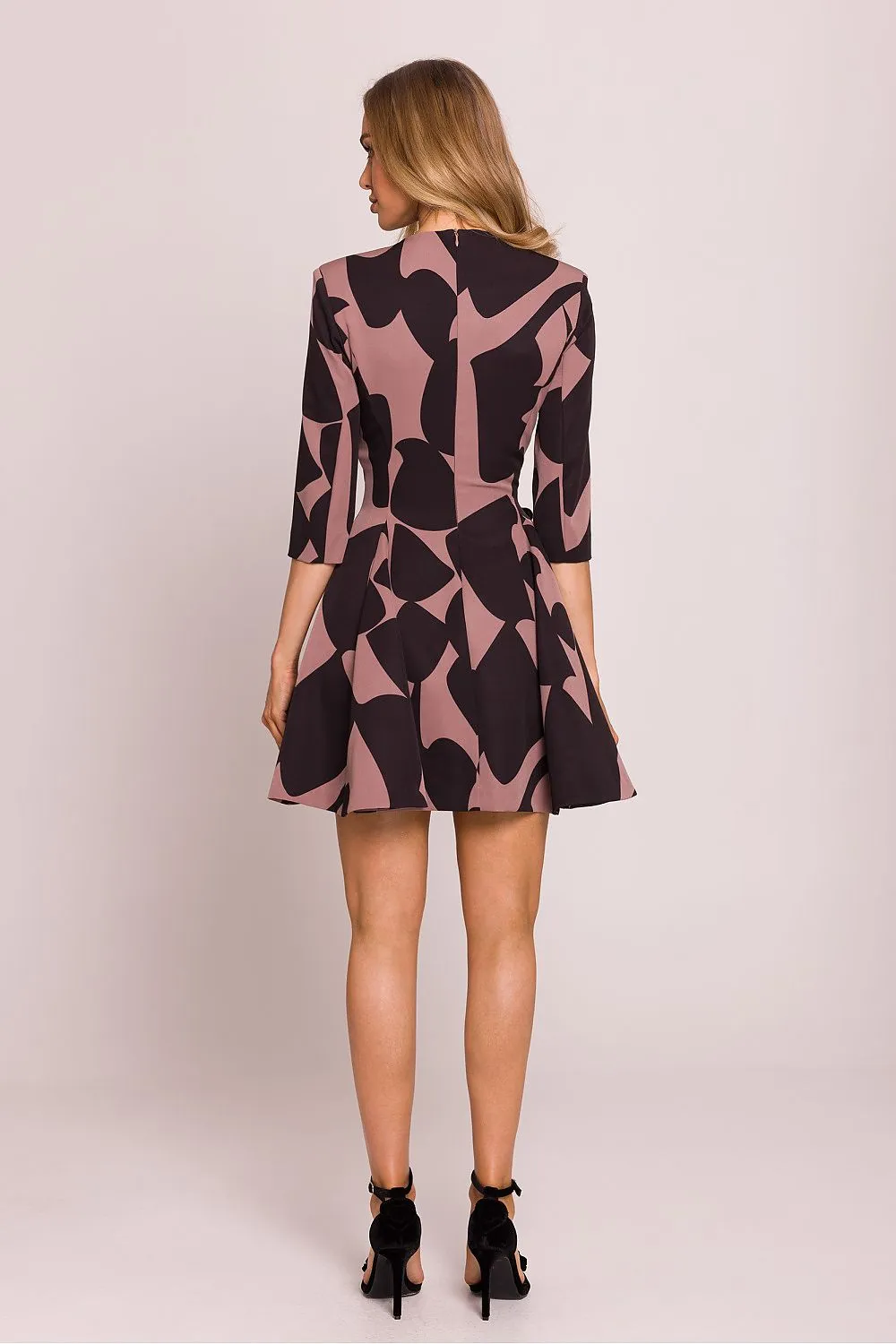 Charming deep V-neck printed mini dress