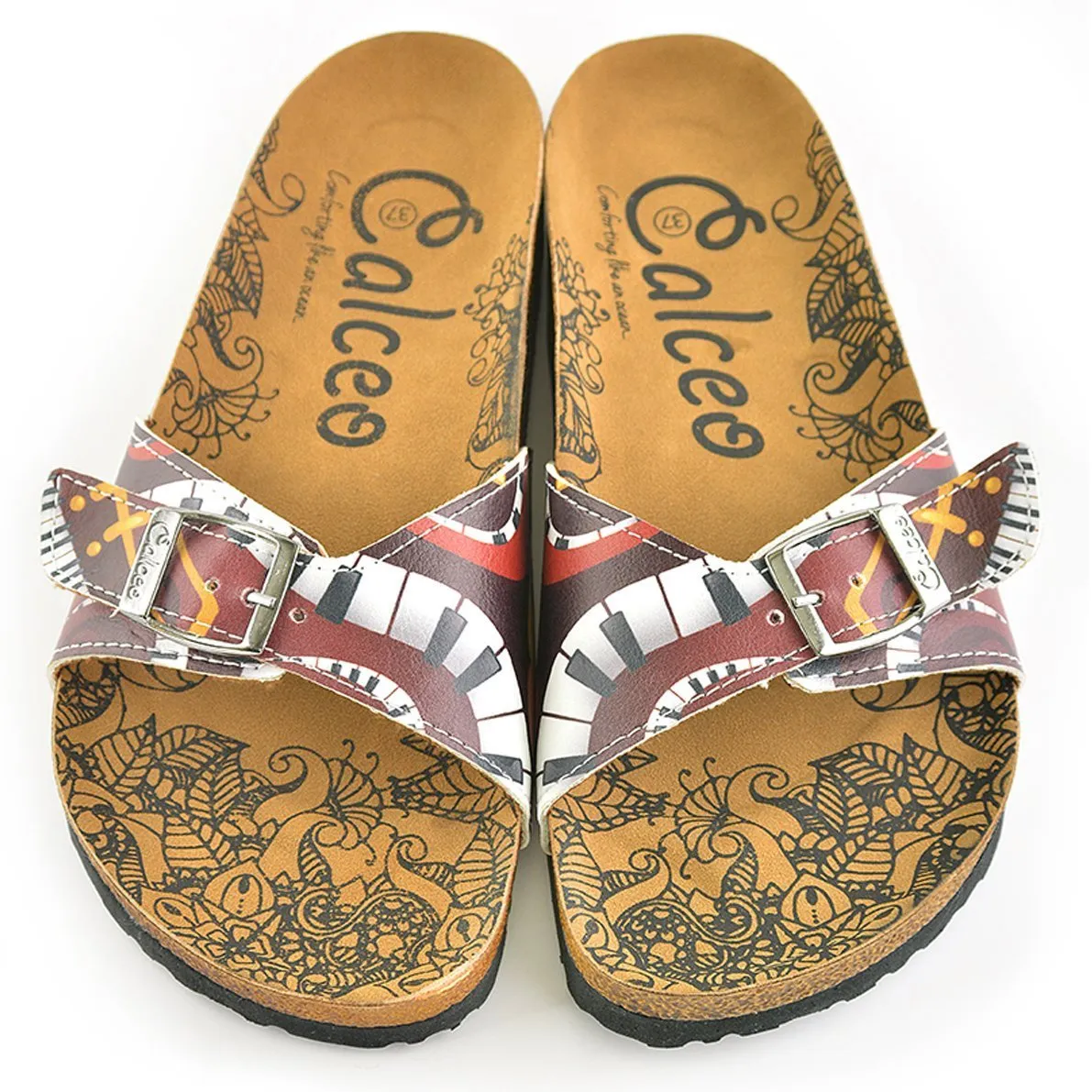 Claret Red Colored Piano Patterned Sandal - CAL901